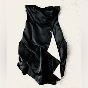 NWOT black and white strapless cocktail party dress